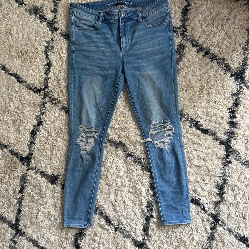 American Eagle Outfitters Light Blue Ripped Skinny Jeans